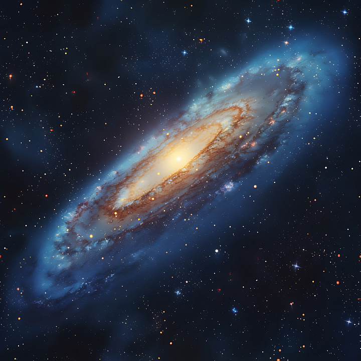 Spiral Galaxy Space with Glowing Core and Starfield seamless PBR texture preview