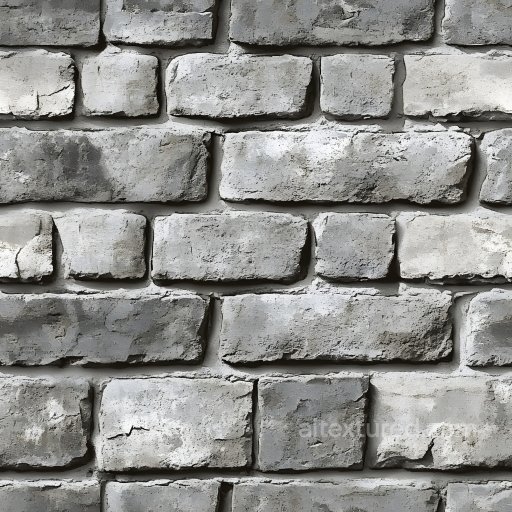 Cracked White Brick Wall Seamless Texture with Weathered Surface seamless Brick PBR texture