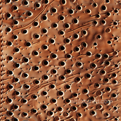 perforated brown leather PBR texture with punched holes and natural wrinkles seamless Leather PBR texture