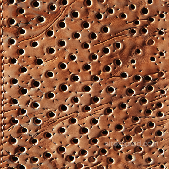 perforated brown leather PBR texture with punched holes and natural wrinkles Leather texture preview