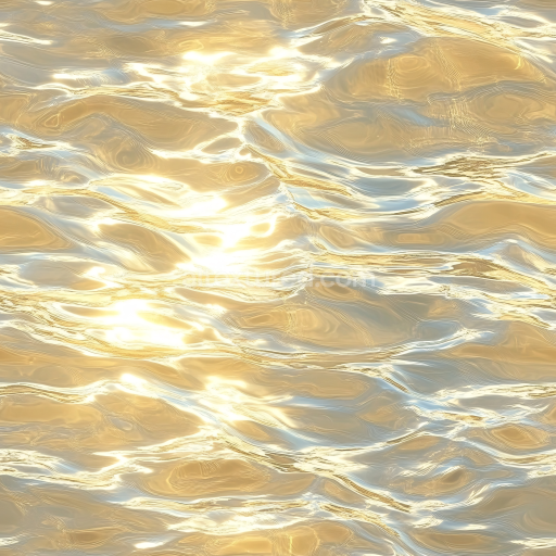 Seamless 3D Water PBR Texture with Golden Sunlight Reflections and Subtle Wave Patterns