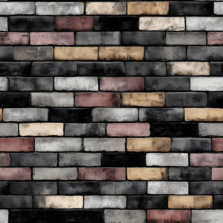 Of Cracked Multi-Color Bricks With Worn Edges Brick seamless PBR texture preview