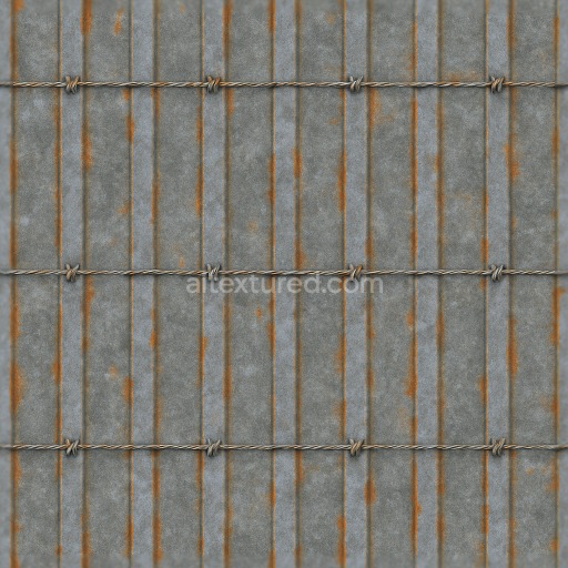 Seamless 3d texture pbr 8k security fence with steel bars and galvanized metal rust details