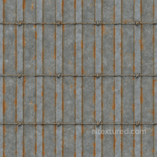 Security Fence With Steel Bars And Galvanized Metal Rust Details seamless Fences PBR texture