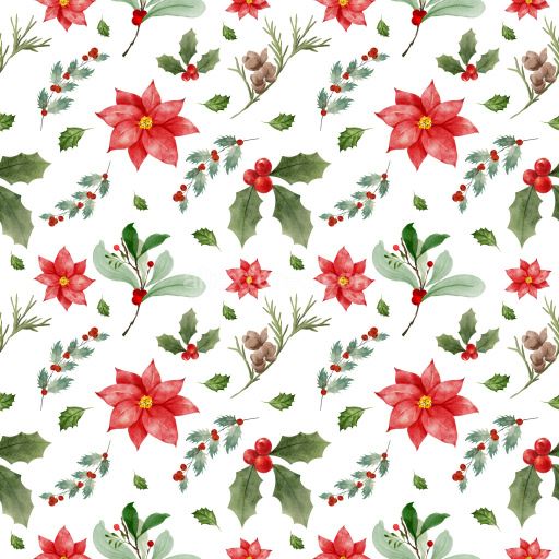 Pattern Bundle - Seamless 3D Pattern PBR Texture with Watercolor Christmas Florals and Holiday Botanicals texture preview
