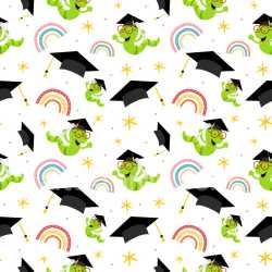 Pattern Bundle - Seamless 3D Pattern PBR Texture Featuring Playful Graduation Cartoons and Rainbows texture preview