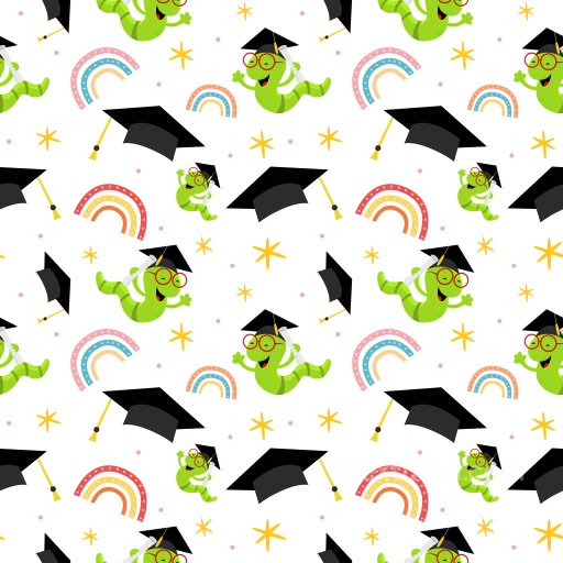 Pattern PBR Texture Featuring Playful Graduation Cartoons and Rainbows seamless Pattern Bundle PBR texture