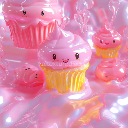 Seamless 3D Inflated Glossy Vinyl Texture with Pink Bubbly Surface