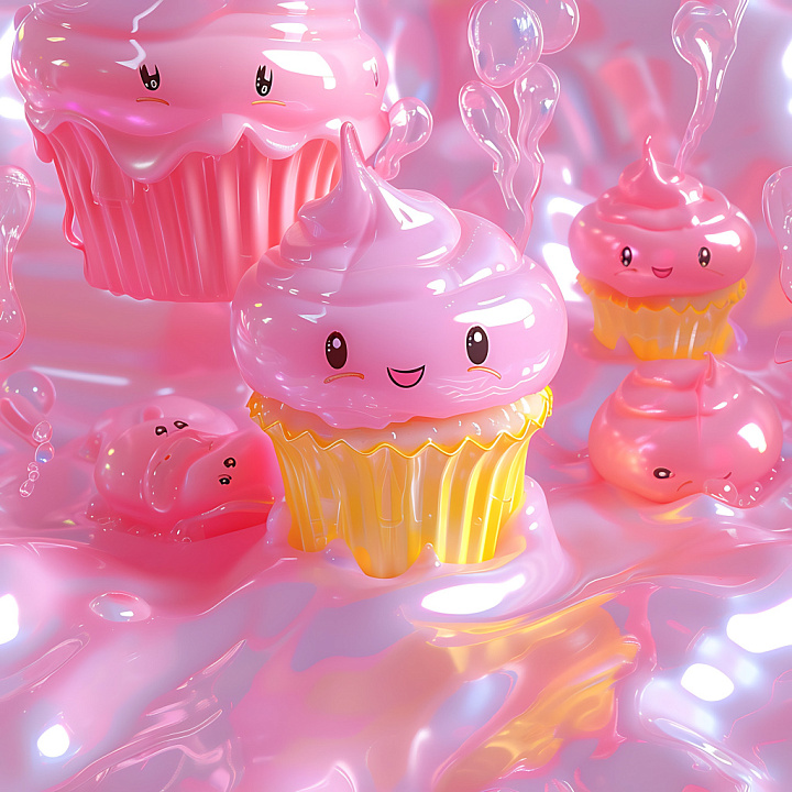 Inflated Shiny Bubble Surface in Pastel Pink seamless PBR texture preview