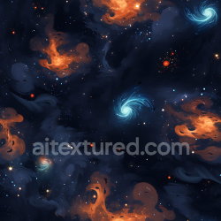 seamless Seamless 3D Space PBR Texture Featuring Swirling Blue Galaxies & Fiery Orange Nebulae texture 8k free download PBR