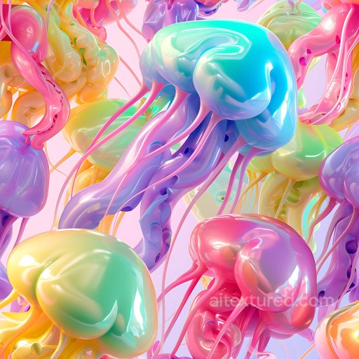 Inflated Glossy Jelly-Like PBR Texture in Multicolor seamless Inflated PBR texture