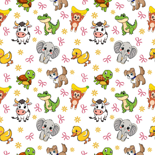 Pattern Bundle - Seamless 3D Pattern PBR Texture with Cute Cartoon Animals and Playful Motifs texture preview