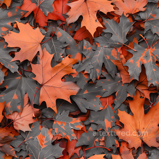 Autumn Leaf Camouflage PBR Texture with Orange and Dark Gray Leaves seamless Color Camouflage PBR texture
