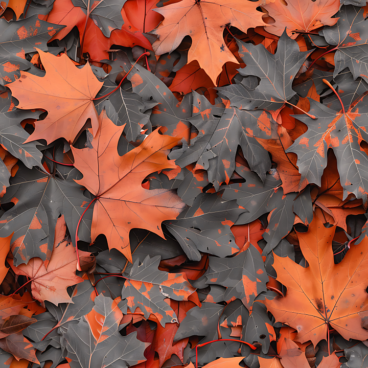 Autumn Leaf Camouflage with Orange and Dark Gray Leaves seamless PBR texture preview