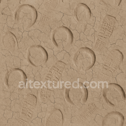 seamless Seamless 3d texture pbr 8k of horse hoofprints on dry cracked mud surface texture 8k free download PBR
