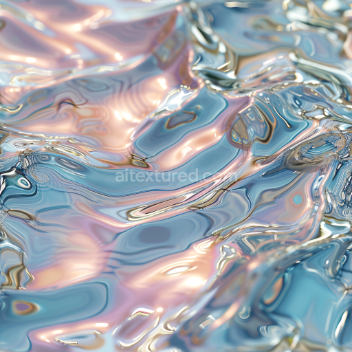 Seamless 3D PBR Texture of Iridescent Fluid Water with Smooth Reflective Waves