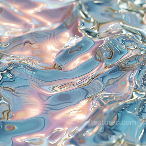 Iridescent Fluid Water Seamless Texture with Smooth Reflective Waves seamless Water PBR texture