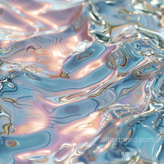 Iridescent Fluid Water Seamless Texture with Smooth Reflective Waves Water texture preview