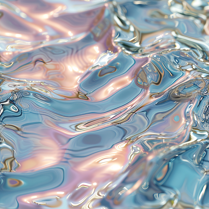 Iridescent Fluid Water with Smooth Reflective Waves seamless PBR texture preview