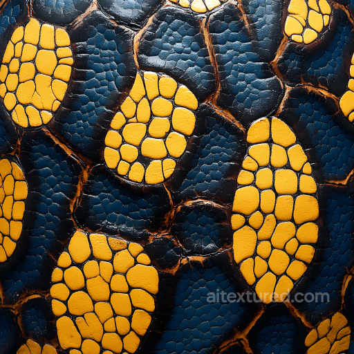 Reptile Skin PBR Texture Featuring High-Contrast Yellow and Black Scale Patterns seamless Skin PBR texture
