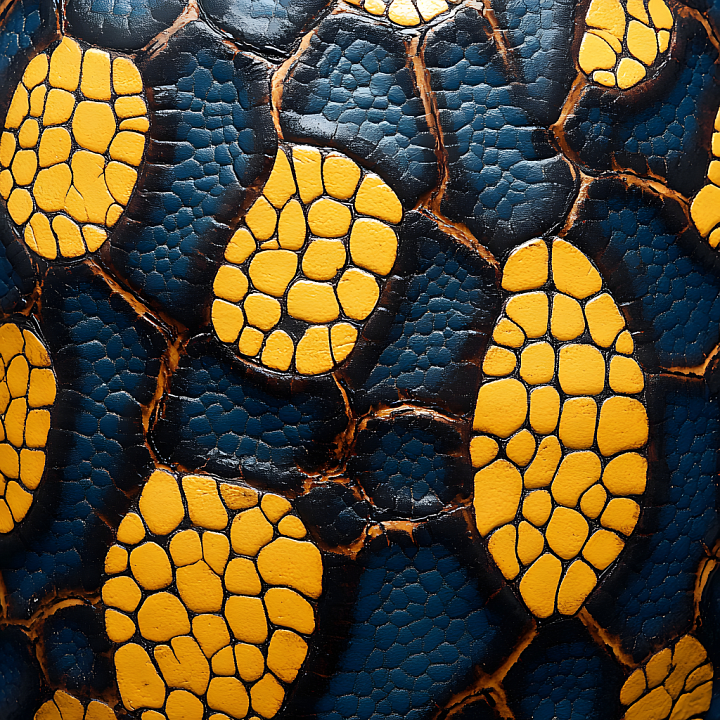 Reptile Skin Featuring High-Contrast Yellow and Black Scale Patterns seamless PBR texture preview