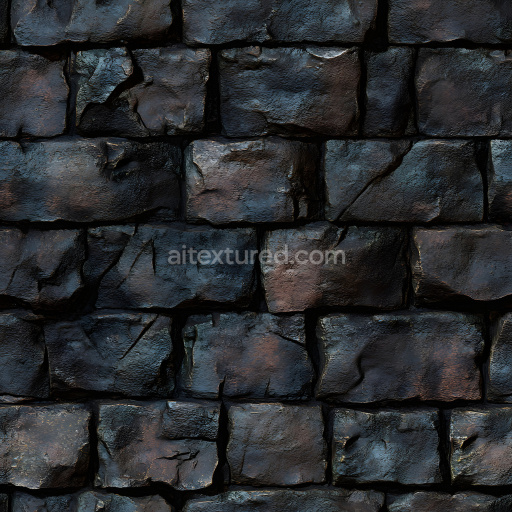 Seamless 3D Cracked Dark Brick Wall PBR Texture with Rough Uneven Surface