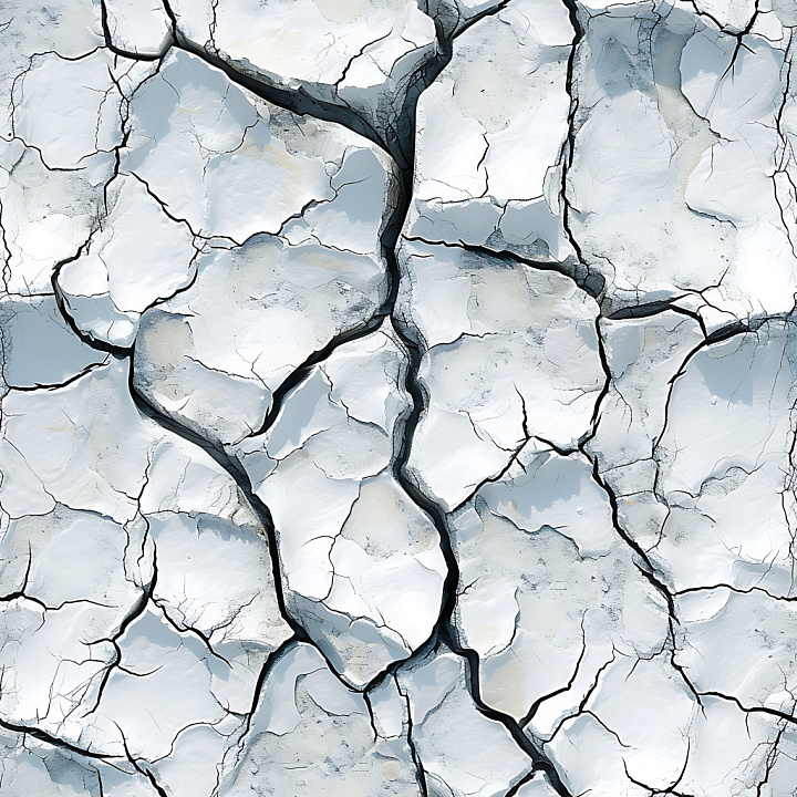 White Cracked & Holed Plaster with Deep Fractures seamless PBR texture preview