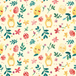 seamless Seamless 3D PBR Texture of Cute Easter Digital Paper with Bunny, Eggs & Floral Elements texture 8k free download PBR