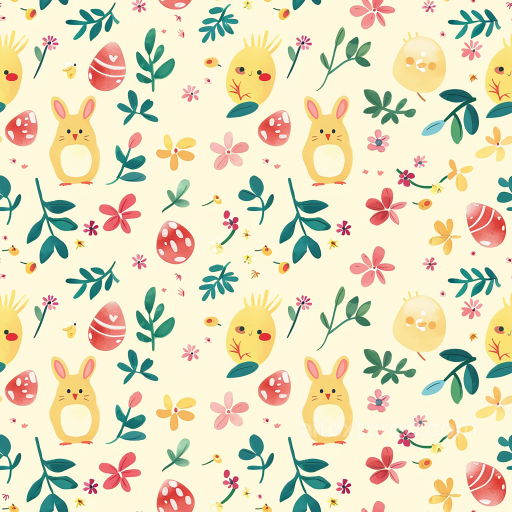 All Easter Digital paper Texture of Cute Easter Digital Paper with Bunny, Eggs & Floral E… seamless All Easter Digital paper PBR texture