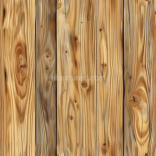 Seamless 3D Pine Wood Planks PBR Texture with Prominent Knots and Natural Grain