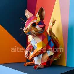 seamless Seamless 3D PBR Texture Featuring Colorful Geometric Chipmunk Origami Pattern texture 8k free download PBR