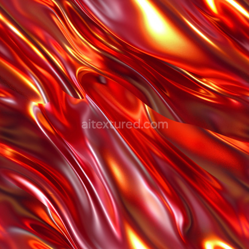 Seamless 3D PBR Texture of Glossy Red Liquid Fabric with Dynamic Flowing Reflective Highlights