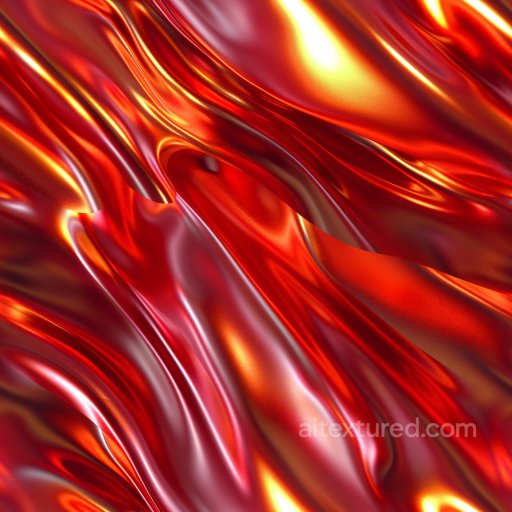 Seamless 3D PBR Texture of Glossy Red Liquid Fabric with Dynamic Flowing Reflective Highl… texture preview