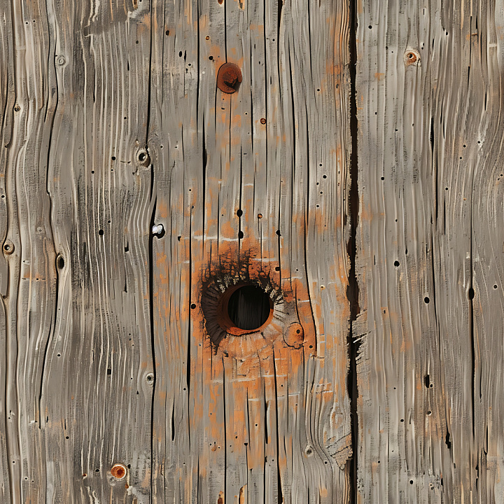 Cracked & Holes of Weathered Cracked Wood with Rust-Stained Holes seamless PBR texture preview