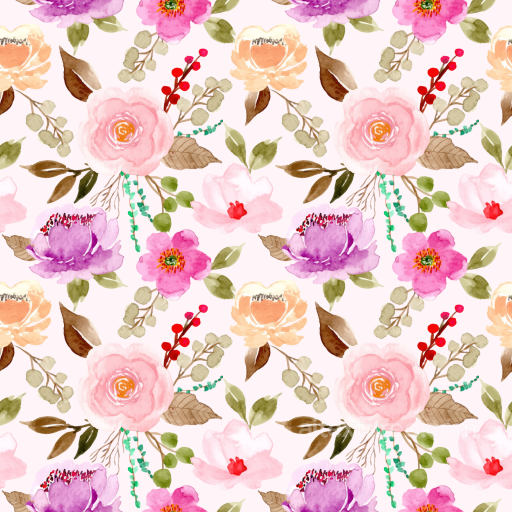 Floral Texture Featuring Soft Watercolor Flowers in Pastel Shades seamless Floral  PBR texture