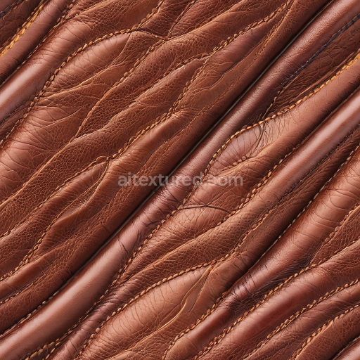 Preview — Seamless 3D PBR texture of stitched distressed brown leather with rich grain and wrinkles