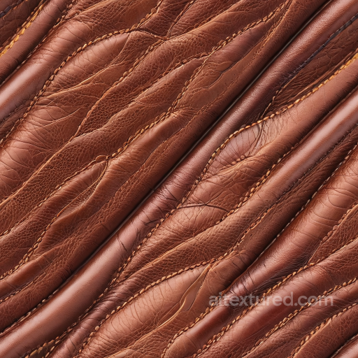 Of Stitched Distressed Brown Leather With Rich Grain And Wrinkles seamless Leather PBR texture