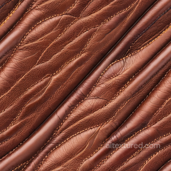 Of Stitched Distressed Brown Leather With Rich Grain And Wrinkles Leather texture preview