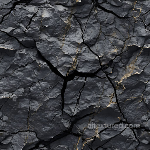 Cracked Dark Stone Ground Seamless Texture with Golden Veins seamless Stone PBR texture