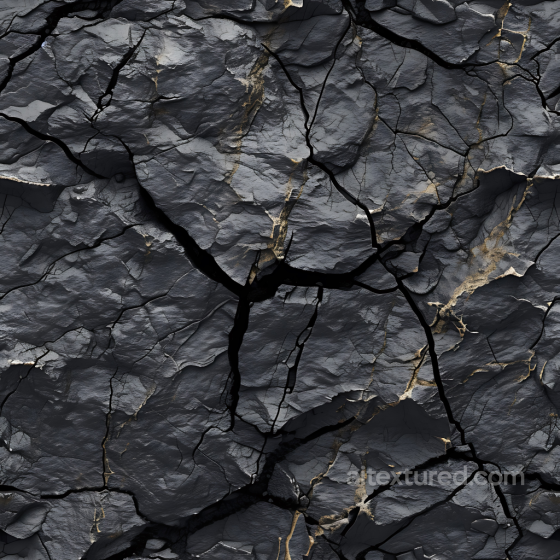 Cracked Dark Stone Ground Seamless Texture with Golden Veins Stone texture preview