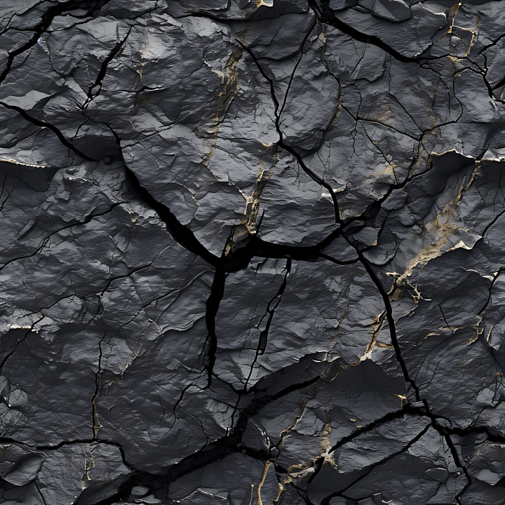 Cracked Dark Stone Ground with Golden Veins seamless PBR texture preview