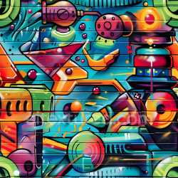 seamless Seamless 3D PBR Texture of Vibrant Multicolor Abstract Graffiti on Wood Panels texture 8k free download PBR