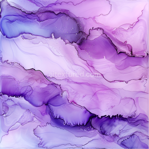 Seamless 3D Alcohol Ink PBR Texture Featuring Soft Purple Violet Fluid Waves and Ethereal Translucent Layers