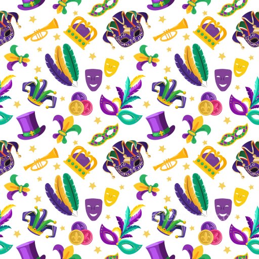 Pattern PBR Texture Featuring Colorful Mardi Gras Masks and Festive Icons seamless Pattern Bundle PBR texture