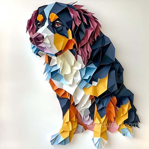Animal - Seamless 3D PBR Texture Featuring Stylized Origami Bernese Mountain Dog Fur Colors texture preview