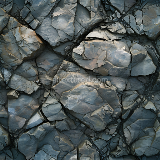 Seamless 3D Fractured Layered Cliff Rock PBR Texture in Cool Tones