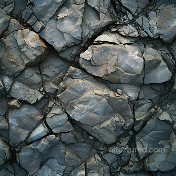 Fractured Layered Cliff Rock PBR Texture in Cool Tones Stone texture preview
