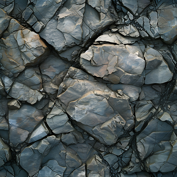 Fractured Layered Cliff Rock in Cool Tones seamless PBR texture preview
