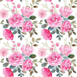 seamless Seamless 3D PBR Pink Flower Fabric Texture with Watercolor Floral Pattern texture 8k free download PBR