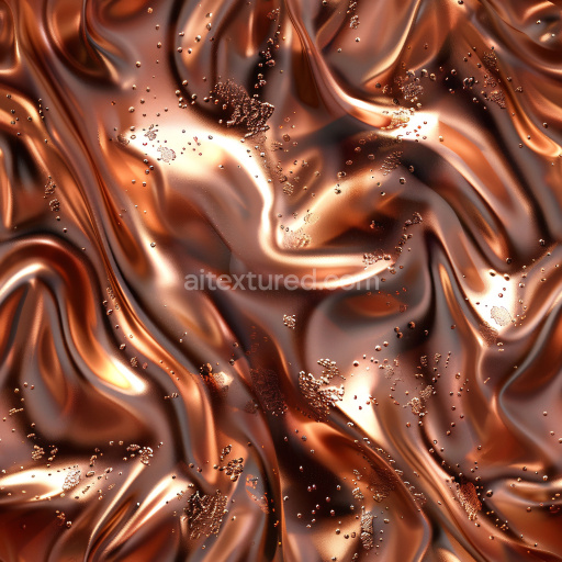 Seamless 3D PBR Texture of Glossy Copper Liquid Surface with Droplets